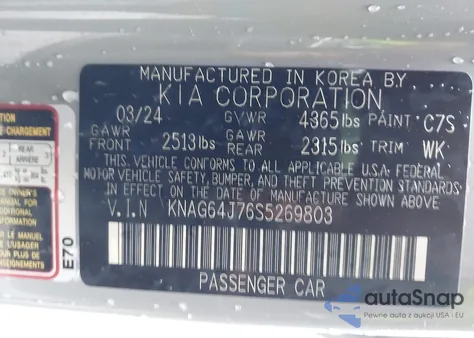 2025 Kia K5 Gt-Line from USA, damaged, VIN KNAG64J76S5269803